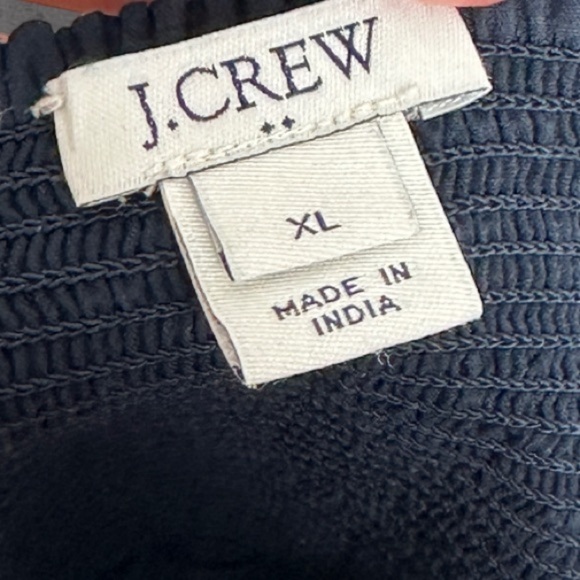 J Crew Navy Blue Eyelet Knee Length Summer Dress Womens Size XL Flare Sweetheart - Picture 4 of 14